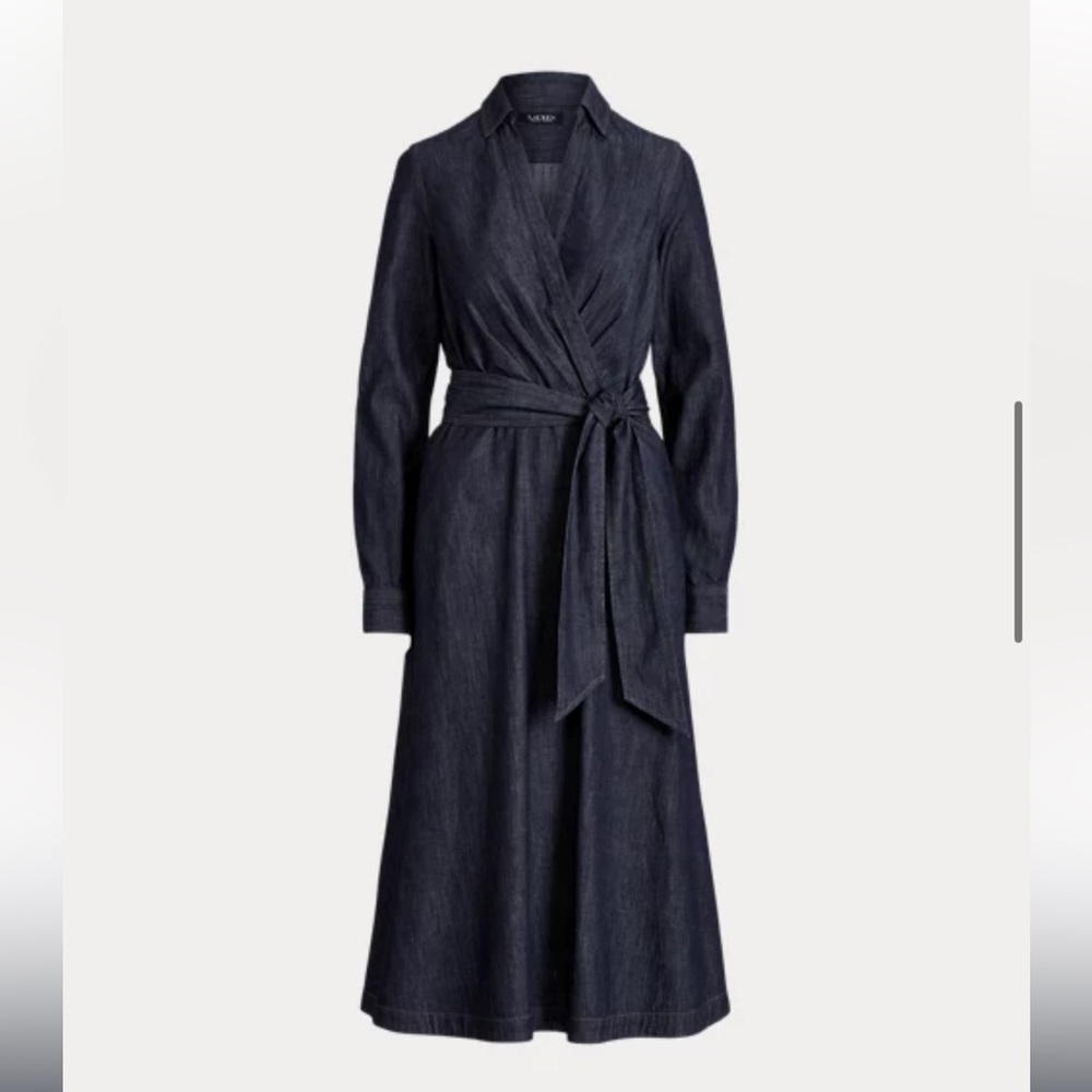 Denim Long-Sleeve Midi Dress